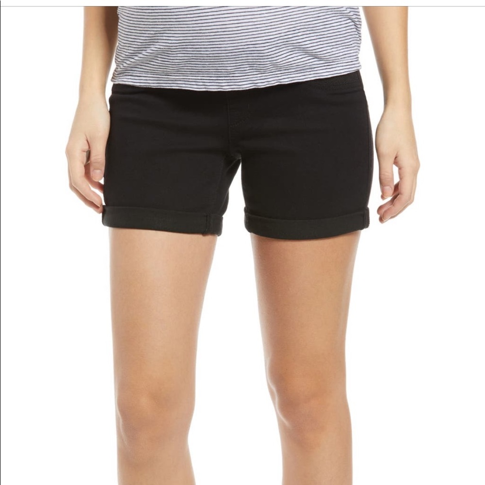 1822 black denim maternity shorts